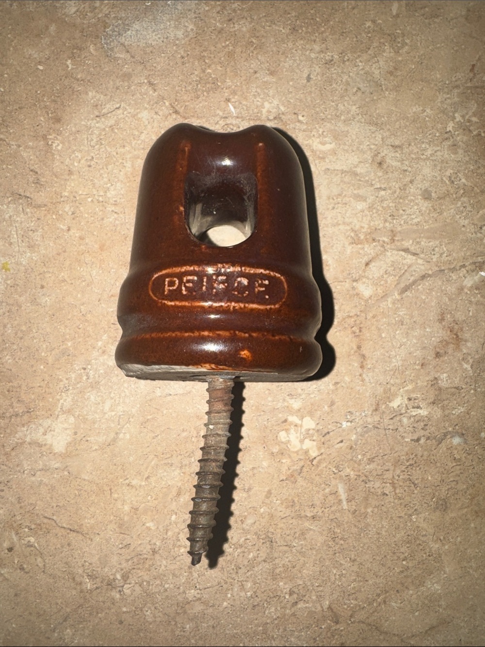 Vintage Peirce Glazed Ceramic Electric Telephone Pole Insulator w/Screw